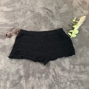 Time and Tru Black Boho Crochet Shorts Sz XL